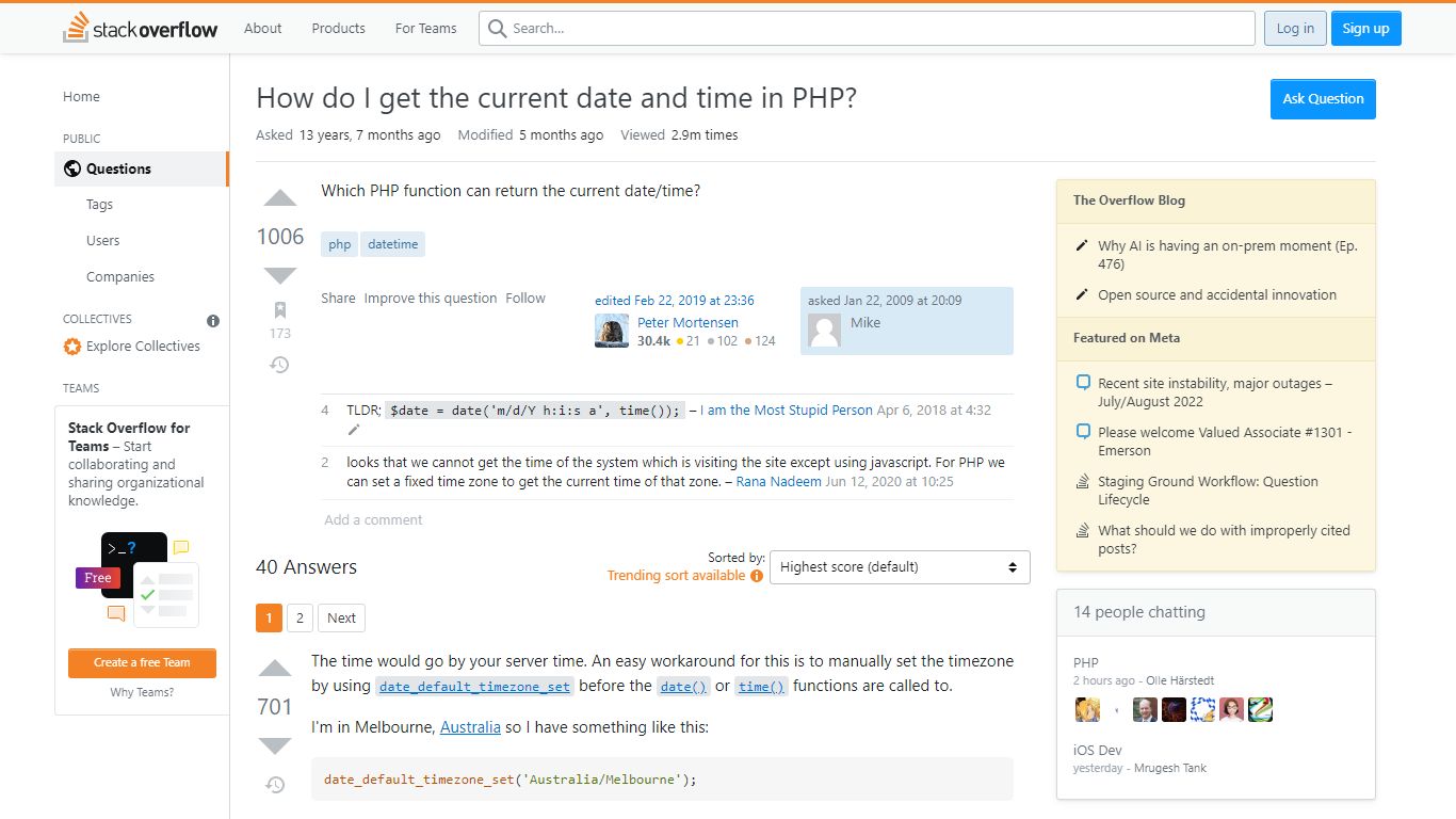 How do I get the current date and time in PHP? - Stack Overflow